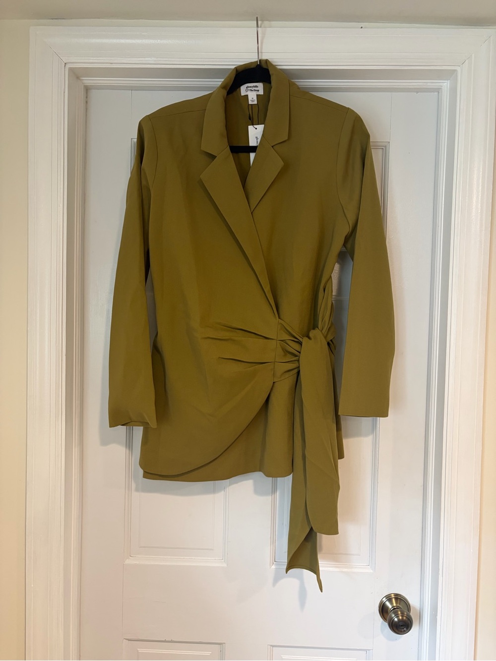 Women’s Olive Green Tie-Detail Blazer Jacket